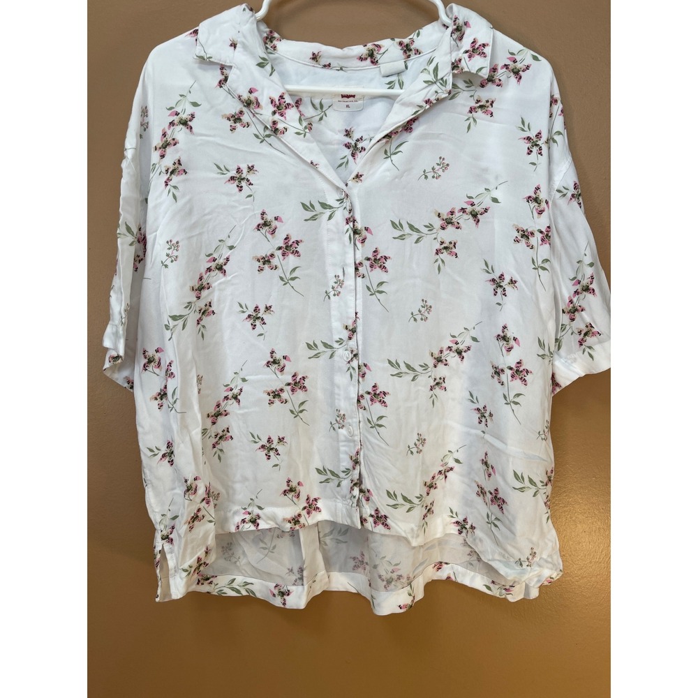Levis Floral Short Sleeve Button Down Shirt White Pink XL PC9-22653-0000